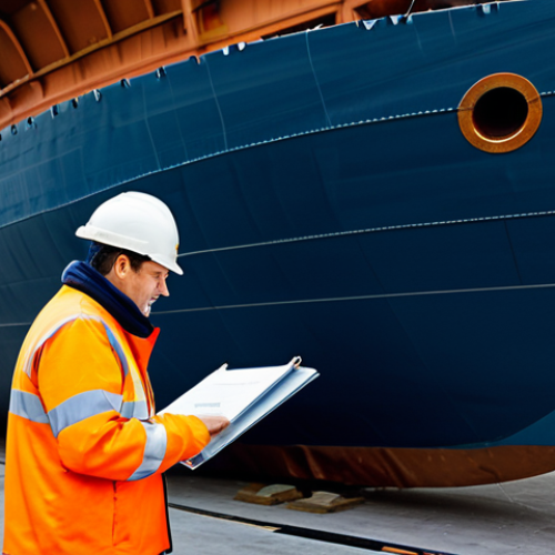 Home 26 **
"A naval engineer in a modern shipyard, inspecting a section of a ship hull made from composite materials, fully clothed, appropriate attire, safe for work, perfect anatomy, natural proportions, professional photography, highlighting the lightweight and corrosion-resistant properties of the material, focus on innovation and sustainability, professional environment, family-friendly"
**