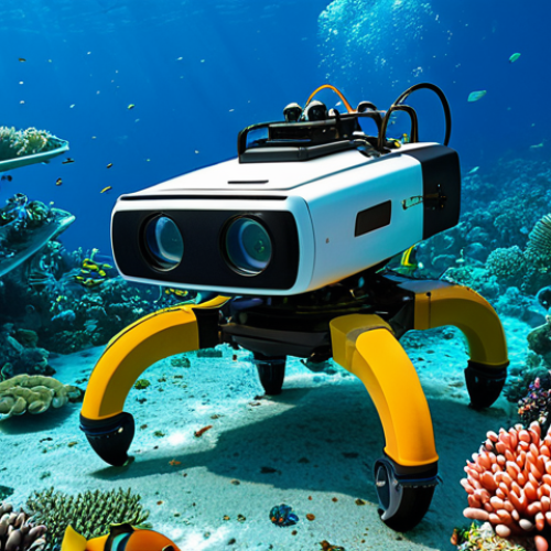 Home 25 **
A modern remotely operated vehicle (ROV) exploring a vibrant coral reef, fully clothed, appropriate content, safe for work. The ROV has visible high-definition cameras and manipulator arms. Colorful fish and marine life surround the ROV. Background shows a diverse coral ecosystem with clear water. Perfect anatomy, correct proportions, natural pose, professional underwater photography, high quality, family-friendly.
**