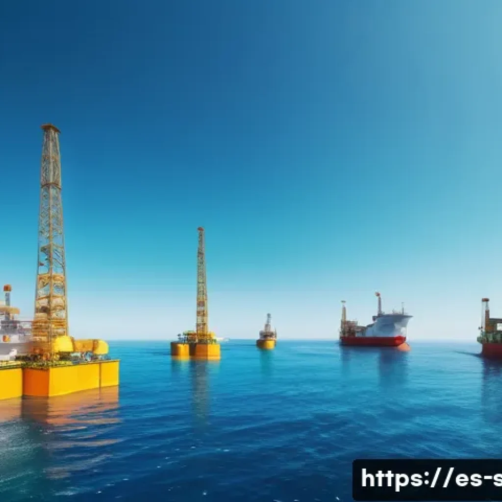 해양공학 해양 유류 오염 복구 - A high-tech marine oil spill detection scene featuring smart sensors mounted on floating buoys and o...