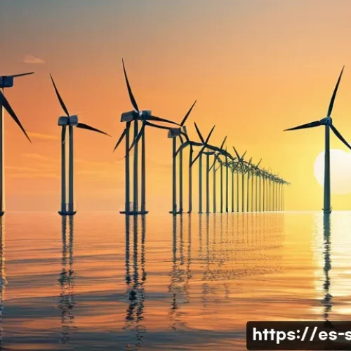 해양공학 해양 기계공학 - A futuristic offshore wind farm at sunset, featuring sleek, tall wind turbines with carbon fiber com...